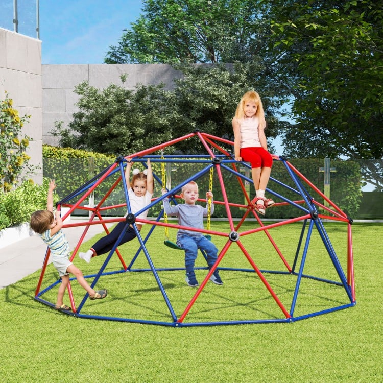 10 Feet Dome Climber with Swing and 800 Lbs Load Capacity-Red