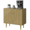 Sideboard with Adjustable Shelf, Buffet Cabinet with 2 Doors and Gold Steel Legs for Dining Room, Oak