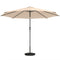 10' x 10' Round Market Umbrella with Base and Sandbag, Patio Umbrella with Crank Handle and Tilt, Khaki