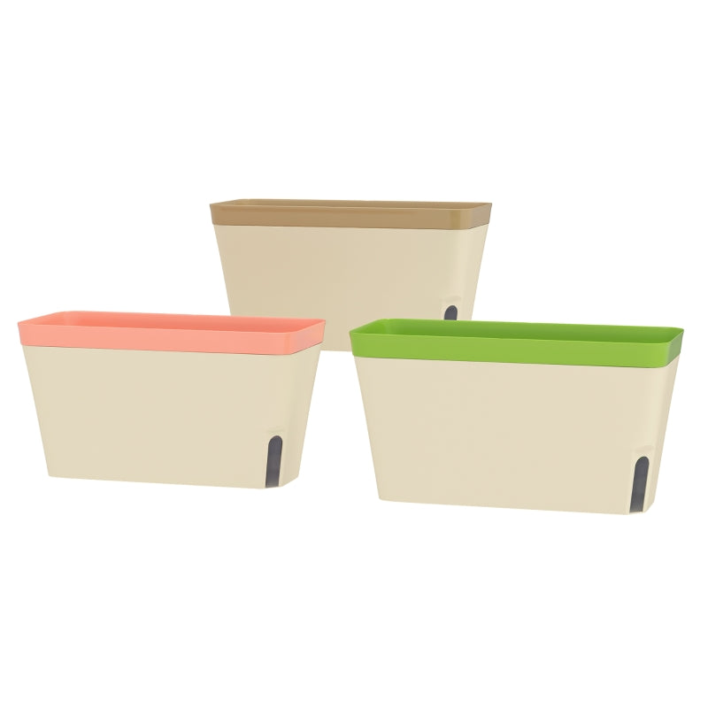 3 Pack Self Watering Flower Pots, 10.5 Inch Planter Box with Water Level Indicator for Vegetables, Succulents Plants