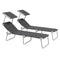 2Pcs Outdoor Lounge Chair, Adjustable Folding Chaise Lounge with Sun Shade for Beach, Camping, Hiking, Grey