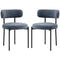 2 Pieces Kitchen Chairs, Modern Dining Chairs w/ Berber Fleece Upholstery and Steel Legs for Living Room, Grey