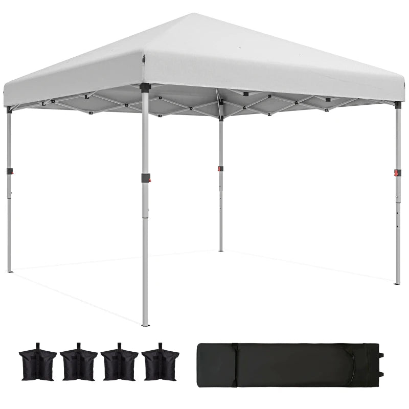 10' x 10' Pop Up Canopy with Sidewalls, Roller Bag, Height Adjustable Instant Tent for Outdoor, Garden, Patio, White
