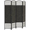 4 Panel Folding Room Divider, Portable Privacy Screen, Wave Fiber Room Partition for Home Office, Black