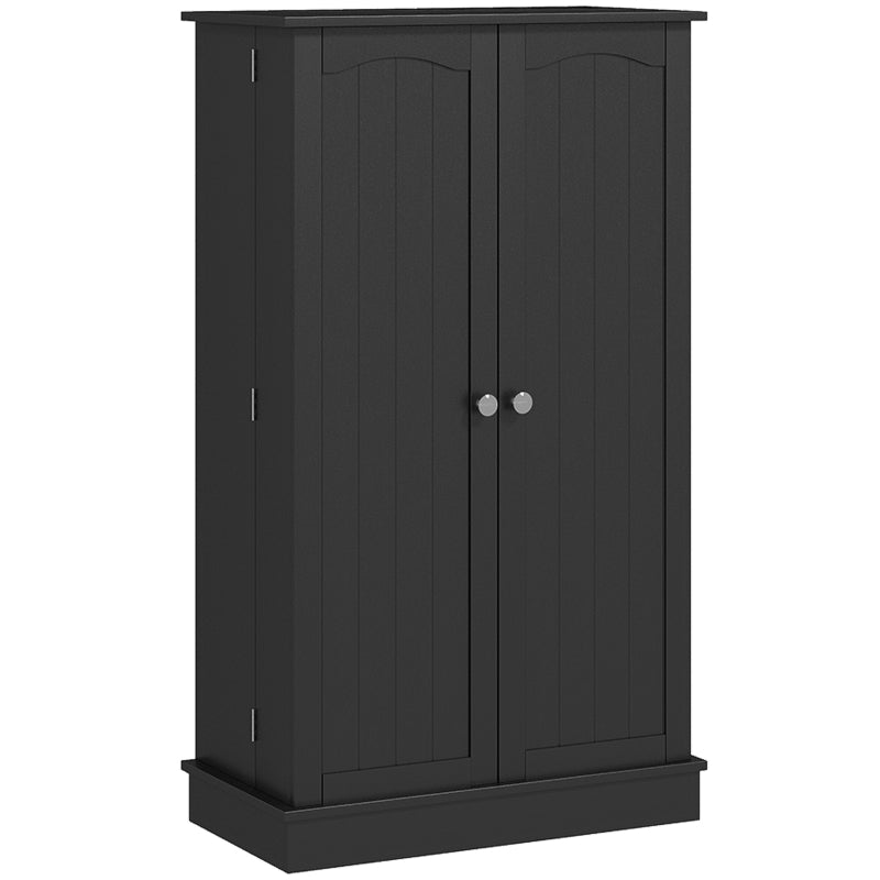 41" Kitchen Pantry Cabinet with 5-tier Shelving, 12 Spice Racks, Anti-Tipping, 2-Door Storage Cabinet with 3-Level Adjustable Shelves, Black