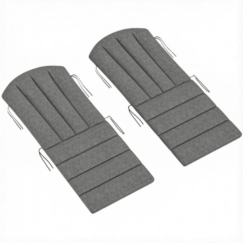 Set of 2 Patio Chair Cushions, High Back Adirondack Chair Cushion with Ties, High-Density Foam, Dark Grey