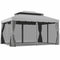 13' x 10' Patio Gazebo Canopy with 2-Tier Polyester Roof, Vented Mesh Sidewall & Strong Aluminum Frame, Light Grey