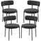 4 Pieces Kitchen Chairs, Modern Dining Chairs w/ Corduroy Upholstery and Steel Legs for Living Room, Black