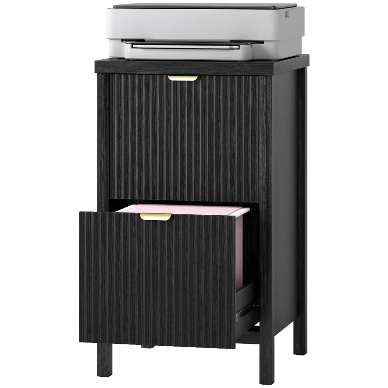 2 Drawer File Cabinet with Silent Slides, Vertical Modern Filing Cabinet Fits Letter/A4 Size Home Office, Black