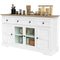Sideboard Buffet Cabinet with Storage, Coffee Bar Cabinet with Glass Doors and Adjustable Shelves, Distressed White