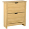 Shoe Storage Cabinet with 2 Flip Drawers and Adjustable Shelves for 12 Pairs of Shoes, Natural Wood