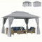 10' x 13' Patio Gazebo, UPF50+ Double Roof Outdoor Gazebo Canopy with Netting and Curtains, Steel Frame, Dark Grey