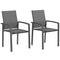 Set of 2 Outdoor Garden Chairs, Stackable Patio Dining Chairs with Breathable Fabric, Armrests and Backrest, Dark Grey
