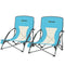 Set of 2 Folding Beach Chairs with Mesh Back, Carry Bag and Cup Holder for Outdoor Camping Lawn, 22.8
