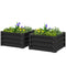 2' x 2' x 1' 2-Pieces Raised Garden Bed w/ Galvanised Steel Frame for Vegetables Flowers Herbs, Black