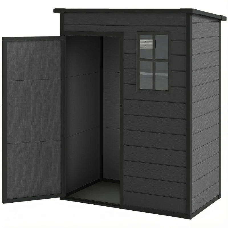 5 x 3FT Garden Shed with Floor, Outdoor Storage Shed with Lockable Door, Window and Vent for Backyard, Patio, Dark Grey