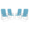 Set of 4 Folding Patio Chairs, Portable Chair Set with Armrests for Camping, Garden, Pool, Beach, Backyard, Blue