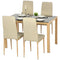 3-Piece Rectangular Glass Kitchen Table and Chairs with Metal Frame and Faux Leather Upholstery for Dining Room