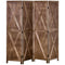 4-panel Wall Partition Farmhouse Room Separator with Foldable Design Wooden Frame 5.6FT, Walnut