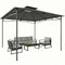 10' x 10' Gazebo, Soft Top Outdoor Gazebo with 2-Tier Roof, Metal Frame, Dark Grey