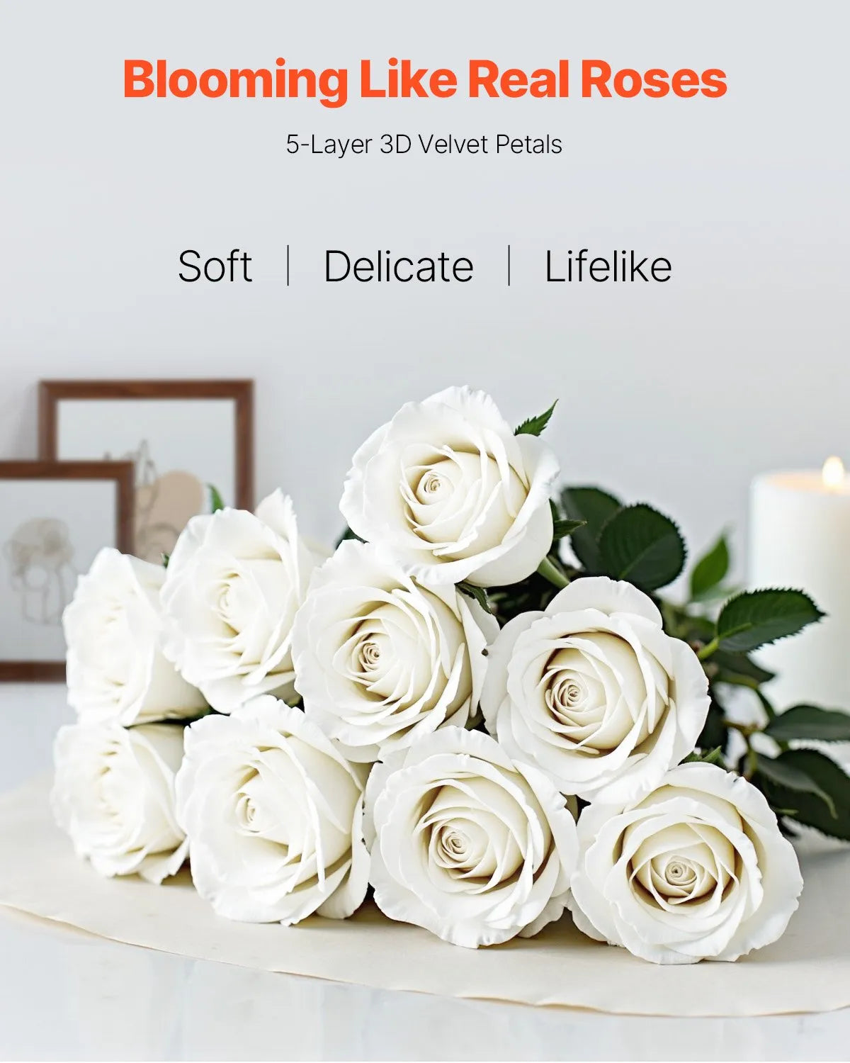 VEVOR 120 Pcs White Roses Artificial Flowers Realistic Bouquet Xmas Home Decor
