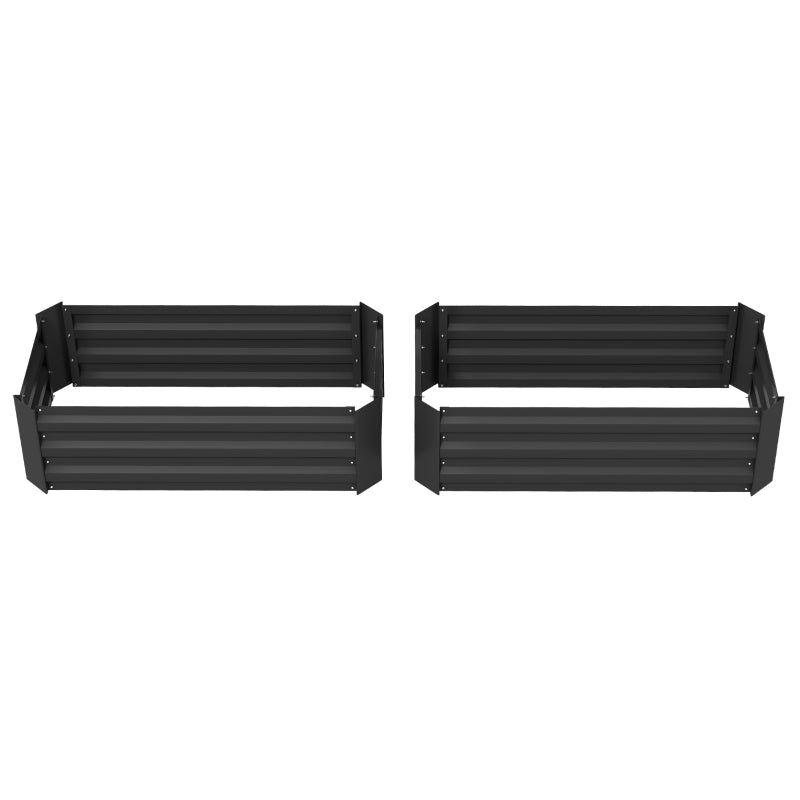 Set of 2 Raised Garden Bed, Steel Elevated Planter Box for Flowers, Herbs, Succulents, 39"x20"x12", Black