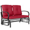2-Person Outdoor Glider Chair, Patio Double Rocking Loveseat with Steel Frame and Cushions for Backyard, Garden and Porch, Red