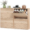 Shoe Storage Cabinet with 4 Flip Drawers, Narrow and Slim, 12-20 Pair of Shoes Organizer for Hallway, Entryway, Oak