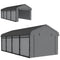 12' x 20' Metal Carport, Heavy Duty Garage Car Shelter with Galvanized Metal Roof and Removable Sidewalls, Light Grey