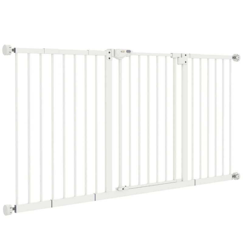 30 Inch Tall Pet Gate with Door Dog Gate and Barrier Indoor for Stairs Includes 7", 8", 12" Extensions Kit