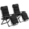 2pcs Reclining Zero Gravity Chair with Adjustable Backrest, Folding Garden Sun Lounger with Removable Cushion, Grey