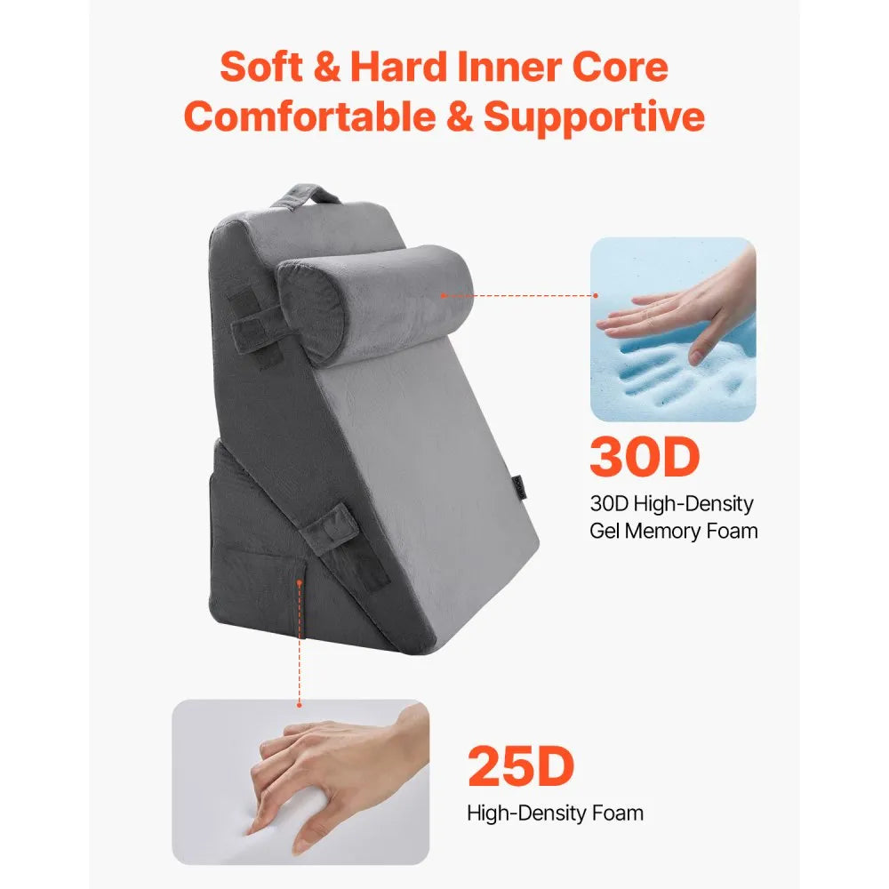 VEVOR Orthopedic Bed Wedge Pillow 3 Pcs Adjustable for Back Leg Neck GERD Sleep