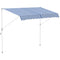 10x5ft Manual Retractable Awning, Patio Sun Shade Canopy Shelter with 5.6-9.2ft Support Pole, Water Resistant UV Protector, for Window, Door, Porch, Deck, Blue