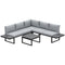 4 Pieces Outdoor Patio Furniture Set, 5-Level Reclining Garden Corner Sofa Set, Outdoor Lounge Conversation Sectional