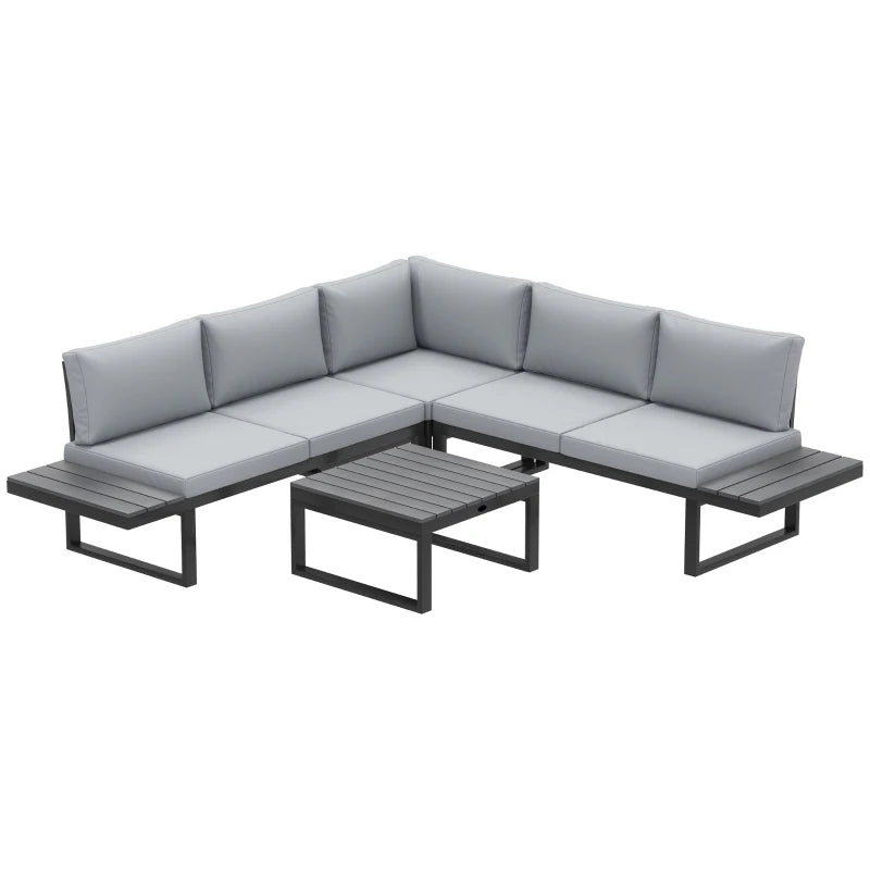 4 Pieces Outdoor Patio Furniture Set, 5-Level Reclining Garden Corner Sofa Set, Outdoor Lounge Conversation Sectional