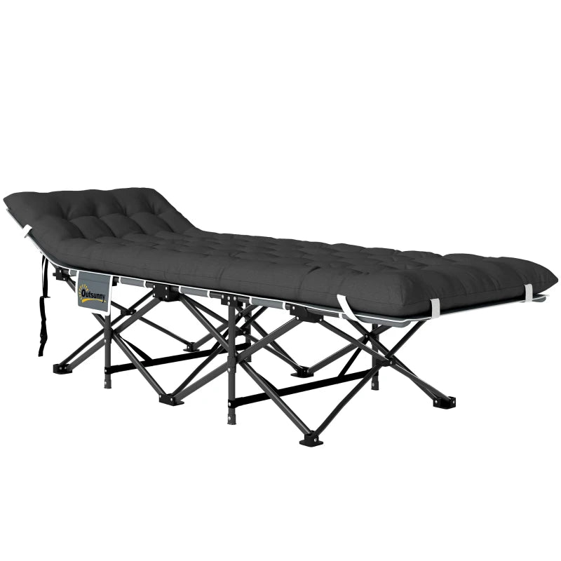 26.8" Wide Folding Bed, Camping Cot for Adults with Cushion, Carry Bag, Max Load 330 LBS, Black