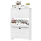 Slim Shoe Cabinet with 3 Flip Drawers, Shoe Storage Cabinet with Adjustable Shelves for Entryway, Holds 18 Pairs, White