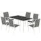 7 Piece Garden Dining Set, Garden Furniture Set with Rectangle Table and 6 Stackable Chairs