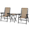 3 Pieces Patio Bistro Set, Outdoor Folding Table and Chairs Set, Metal Patio Furniture Set with Cup Holders, Khaki