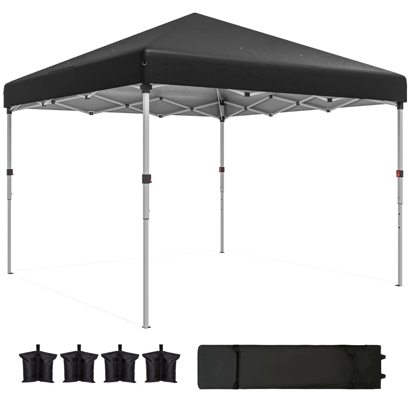 10' x 10' Pop Up Canopy with Sidewalls, Roller Bag, Height Adjustable Instant Tent for Outdoor, Garden, Patio, Black
