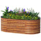 5 x 2.5 x 2 ft Galvanized Raised Garden Bed, Easy DIY Oval Planter Box with Safety Edging and Gloves, Brown Wood Effect
