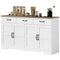 Sideboard Buffet Cabinet with Storage, Modern Coffee Bar Cabinet with 3 Drawers and Adjustable Shelves, Distressed White