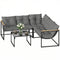4 Piece Patio Furniture Set with Thick Cushions and Coffee Table, Patio Conversation Set for Porch, Balcony, Deck, Grey