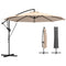 10FT Cantilever Patio Umbrella with 8 Ribs, Offset Patio Umbrella with Cover and Wind Ropes for Garden, Yard, Khaki