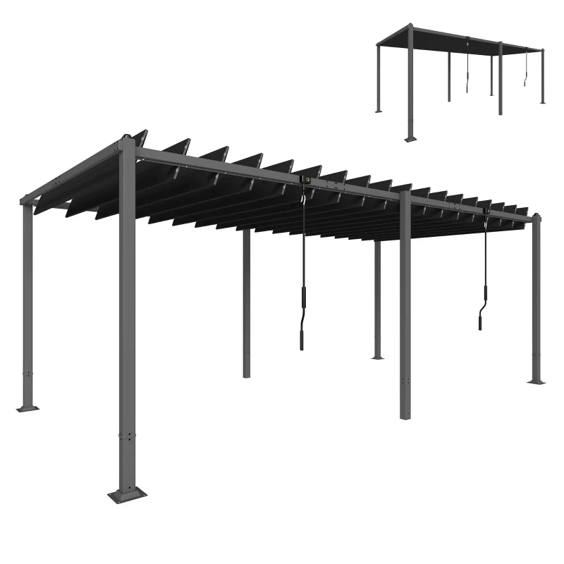10' x 19' Louvered Pergola with UPF50+ Adjustable Roof and Aluminum Frame, Outdoor Pergola Gazebo, Dark Grey