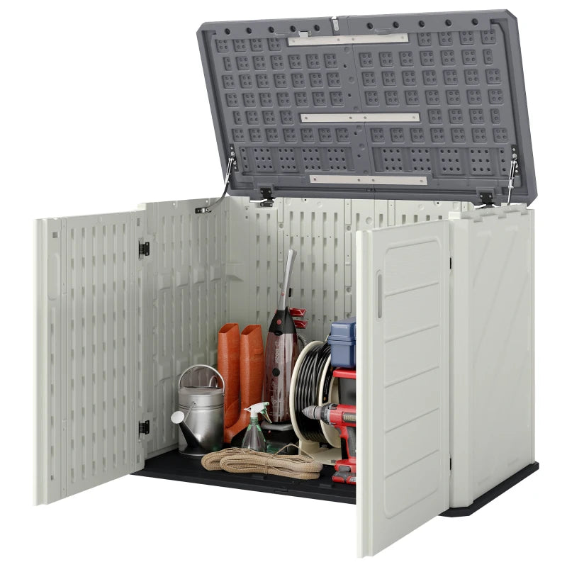 35 Cu.Ft Outdoor Storage Cabinet, Waterproof HDPE Outdoor Storage Shed with Lockable Doors and Openable Top
