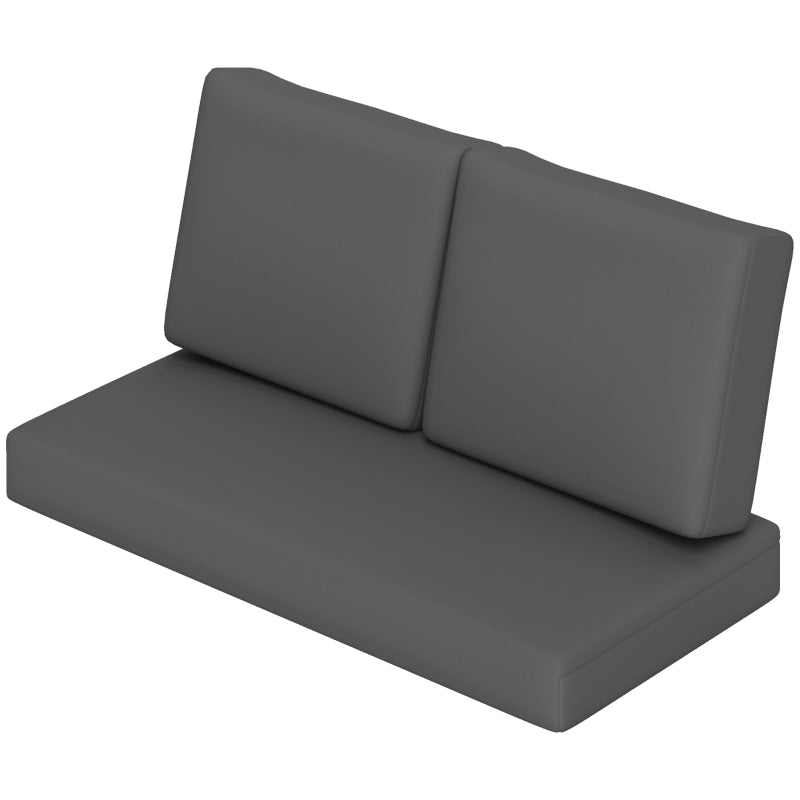 2 Seater 5" Thick Outdoor Seat Cushions with 7" Backrest, Loveseat Outdoor Furniture Cushions, Dark Grey