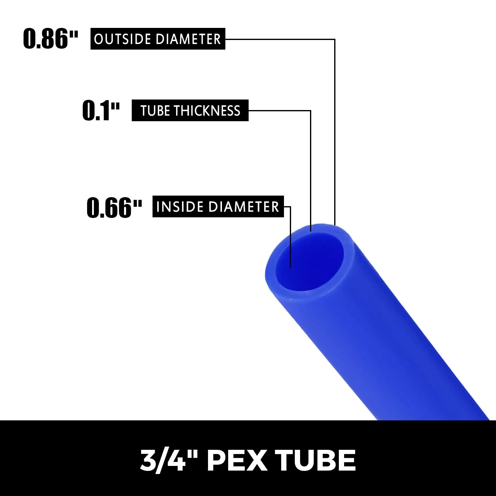 VEVOR 3/4\" PEX Tubing 300Ft Non-Barrier PEX Pipe Blue Pex-b Tube Coil for Hot and Cold Water Plumbing Open Loop Radiant Floor Heating System PEX Tubing ,3/4\" Non-Barrier, 300Ft/Blue