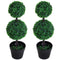 2 Ball Topiary Tree in Pot for Home Decor Set of 2, Artificial Plant for Home Office, Living Room Decor, Dark Green