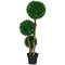 3.6ft Artificial Tree, Triple Ball Boxwood Topiary with Pot and Sandalwood Leaves, for Indoor Outdoor Home